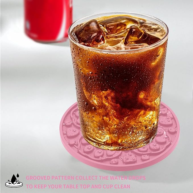 4 Inch Non-Slip Silicone Drink Coasters Set of 6 - Image 3