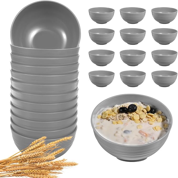 HEYCOME 12 Pcs Unbreakable Cereal Bowls Set, 26 Oz Wheat Straw Bowls Set by StayHealthyStayHappy