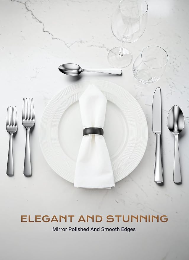20-Piece Flatware Sets, Durable Stainless Steel Tableware in Ergonomic Design - Image 4