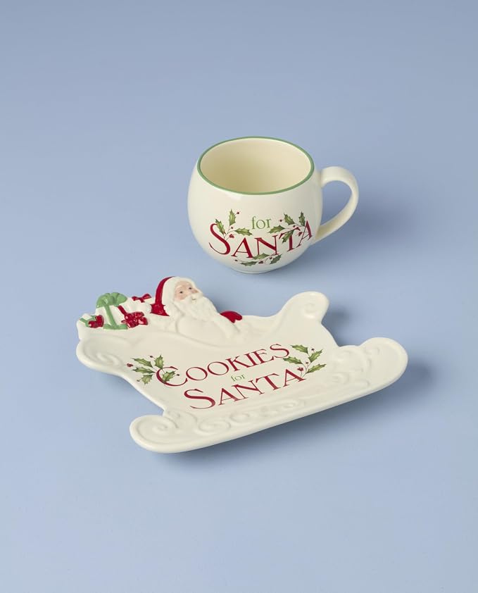 Lenox Holiday Porcelain Christmas Cookies and Milk Set - Image 2