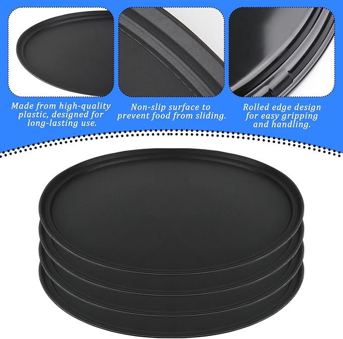 4Pcs 24 Inch x 29 Inch Large Restaurant Serving Trays, Oval Plastic Food - Image 3