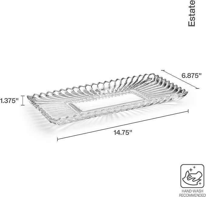 Mikasa Estate Crystal Glass Rectangular Serving Decorative Tray, 14.75 Inch - Image 3