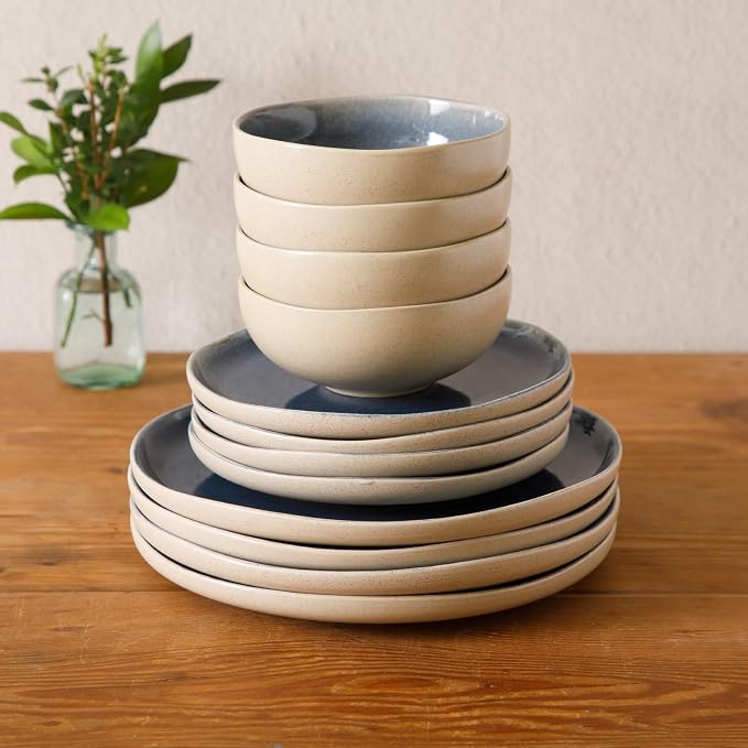 Gibson Elite Manila Bay 12-Piece Stoneware Dinnerware Set, Service - Image 6