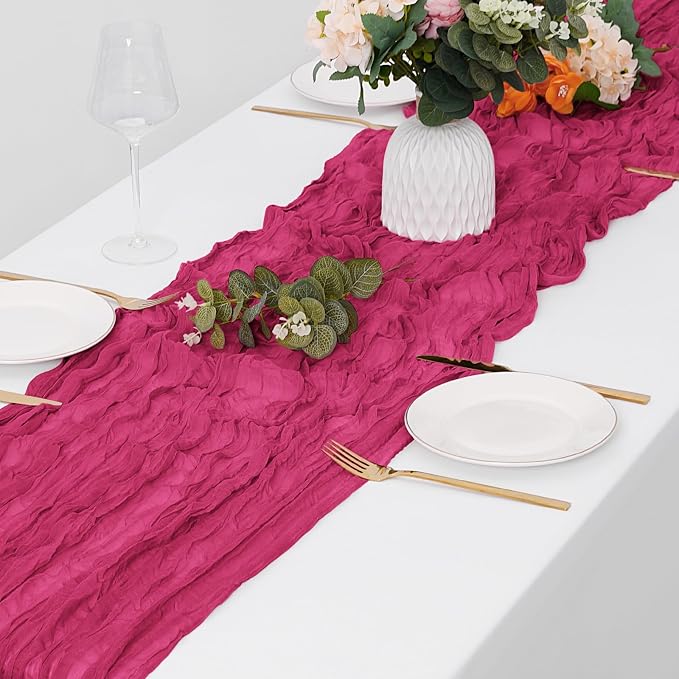 30 Pack Hot Pink Cheesecloth Table Runner 17 x 108 inch Cheese Cloth Table - Image 4