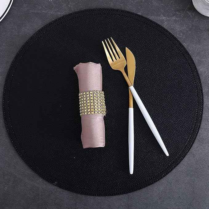 Faux Leather Round Placemats and Coasters, Disko Table Mats and Drink Spills - Image 6
