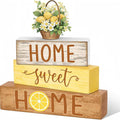 Cinnvoice 4 Pcs Summer Lemon Wooden Tabletop Decor Yellow Lemon Rustic Tiered by Cinnvoice