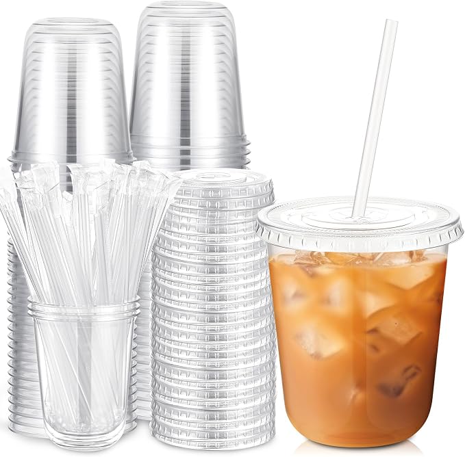 Ziliny 50 Sets 14 oz Clear Plastic Cups by Ziliny