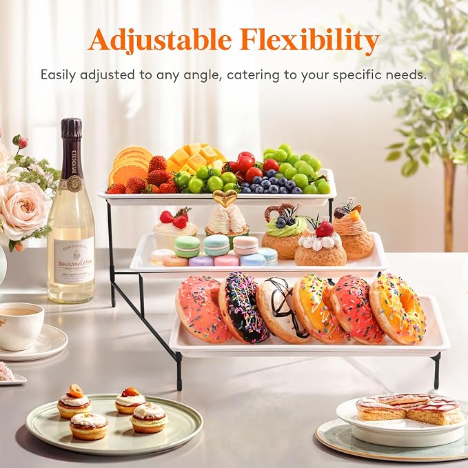 Lifewit 3 Tier Serving Tray, 36 x 17 cm/14 x 6.5" White Plastic Tiered Food - Image 6