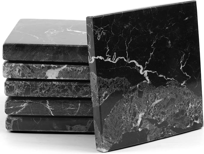 Radicaln Square Marble Stone Coasters Set of 6 by RADICALn