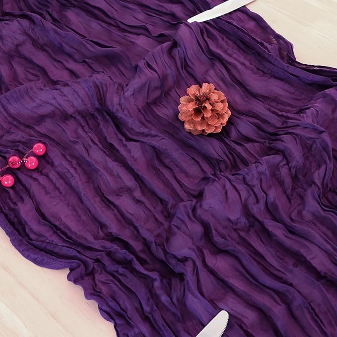 1 Pack Purple Cheesecloth Table Runner 120 Inch Boho Wedding Decor | - Image 6