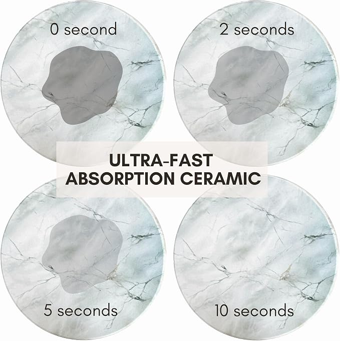 Ceramic Marble Coasters Set of 6, Absorbent Drink Coasters - Image 2