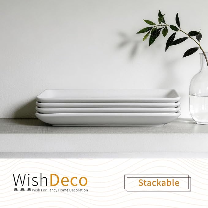 Ceramic Serving Platters Set of 4, Rectangle Serving Trays 12 Inch | White - Image 8