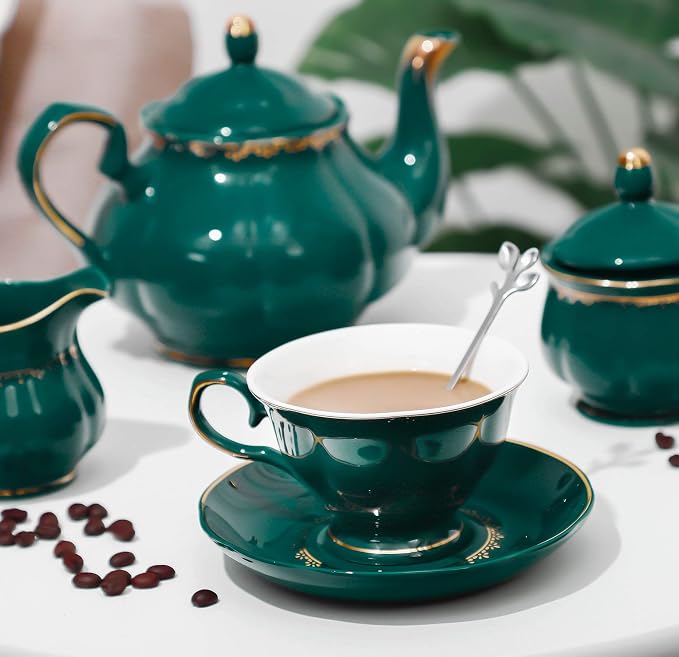 CHENP.HMC Tea Set 22-Piece Porcelain Ceramic Coffee Tea Sets | Cups Saucer - Image 7