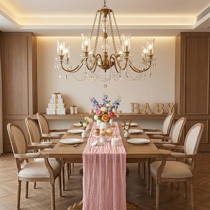 10 Pack Light Pink Cheesecloth Table Runner 22X120 Inch Boho Gauze Table Runner - Image 7