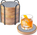 Eykao Wood Coasters for Drinks, Absorbent Coaster Sets of 8, Woven Drink by Eykao
