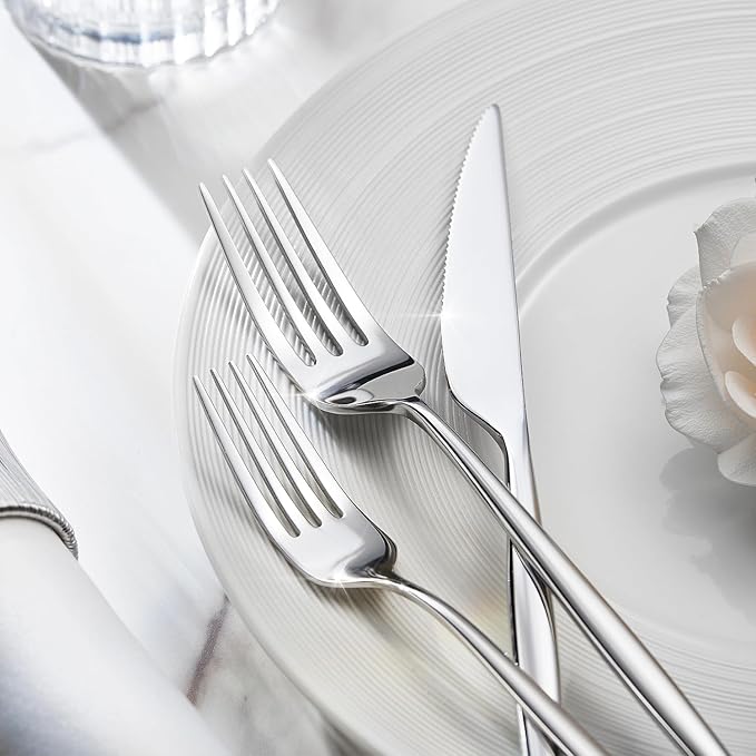 18/10 Silverware Set for 12, 60 Piece Stainless Steel Flatware Cutlery Set | - Image 5