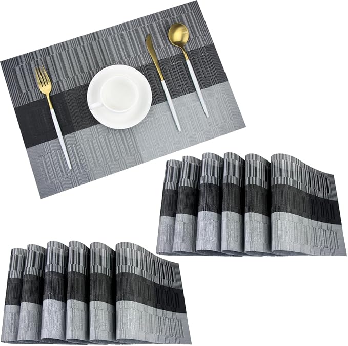 PIGCHCY Vinyl Placemats Set of 12 Washable Durable Kitchen Place Mats Easy to by PIGCHCY
