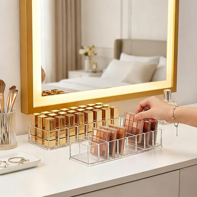 Foraineam 4 Pack Acrylic Compact Organizer Cosmetics Beauty Care Powder Holder - Image 3