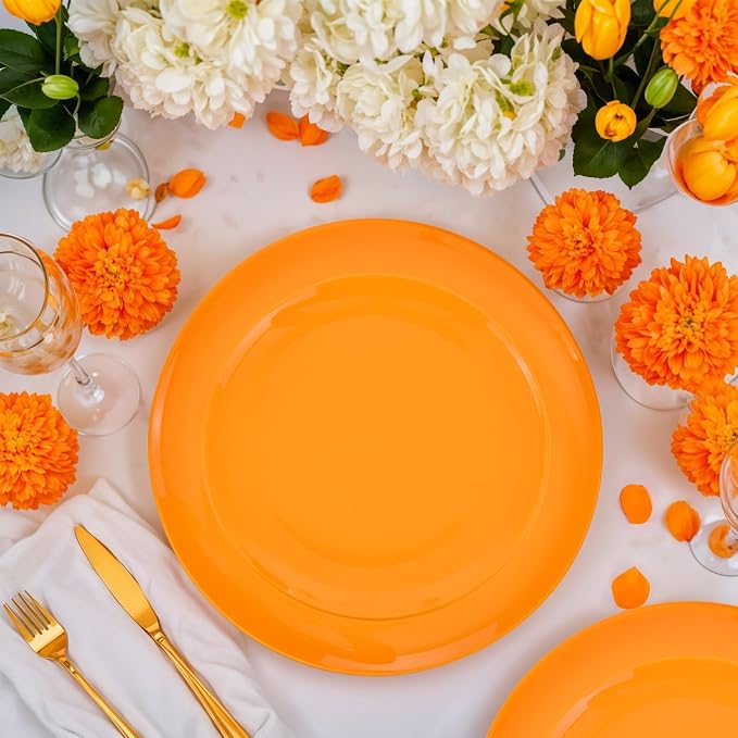 PULOTE 100PCS Orange Plastic Plates - Image 7