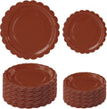 50 Pcs Brown Scalloped Paper Plates 25 × 7'' and 25 × 9'' Disposable Brown by FALIZIFU