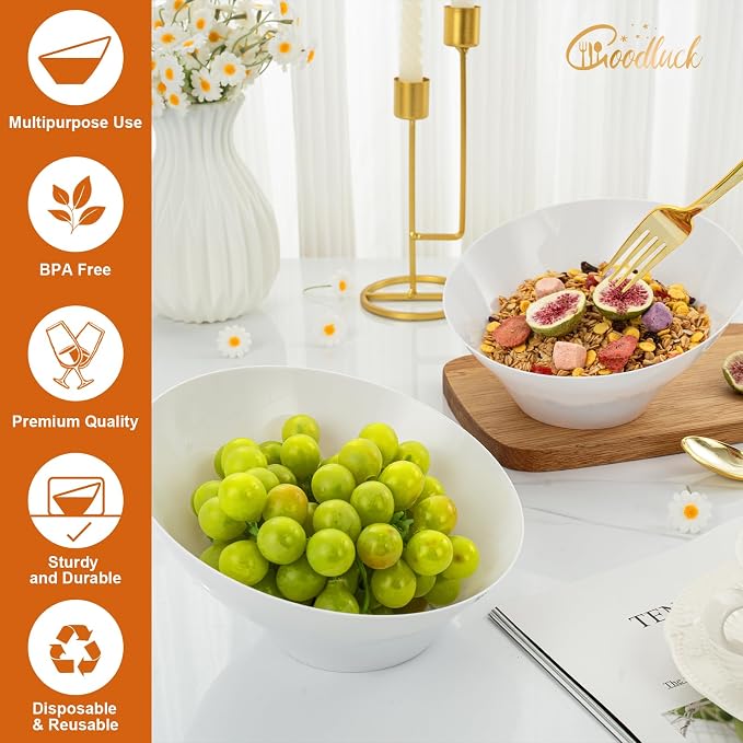 12 Pack white Plastic Serving Bowls - Image 2