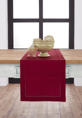 Solino Home Cotton Linen Table Runner Red, Hemstitch Collection 14 x 108 in | by SolinoHome