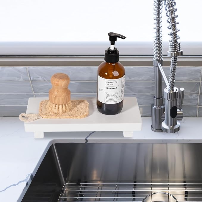 Wood Bathroom Tray Farmhouse Decor Kitchen Soap Holder, Lightweight, Easy Clean - Image 2