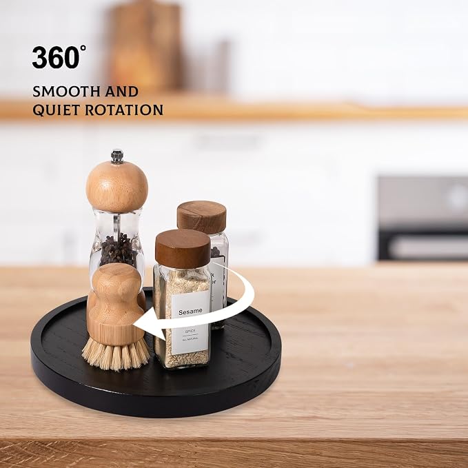 Wood Lazy Susan Turntable Kitchen Decor Round Table Tray, Easy clean, Rotating - Image 4