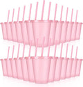 24 Pcs Plastic Tumblers with Lids and Straws, Reusable Cups with Lids Plastic by LEIFEOSH
