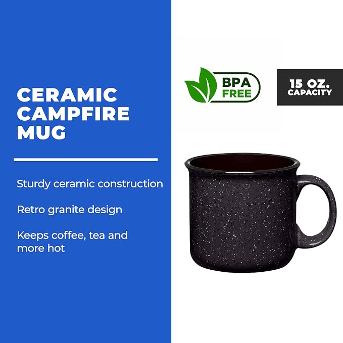 Set of 8 Ceramic Campfire Mugs – 15 Oz, Camping – Customizable - Image 2