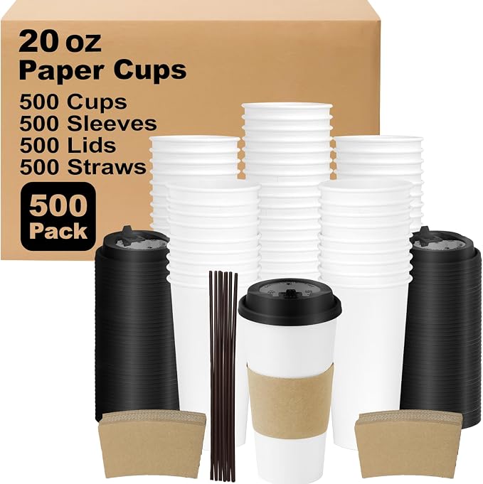 20 oz 500 Pack Coffee Cups by COOLCAP