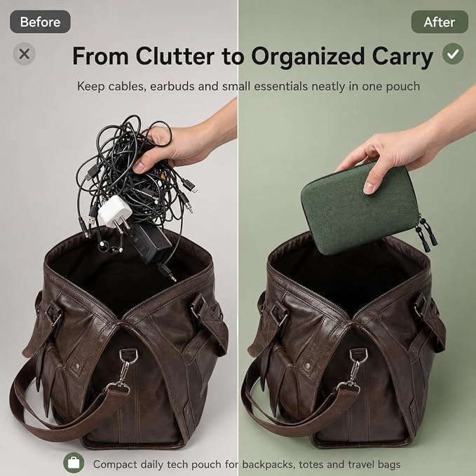 Electronics Travel Organizer, Compact Charger Case | Soft padded polyester - Image 3