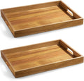 2 Pack Acacia Wood Serving Tray by Unknown