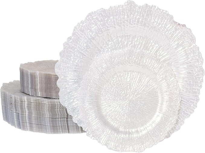 U-QE 60PCS White Plastic Plates by U-QE