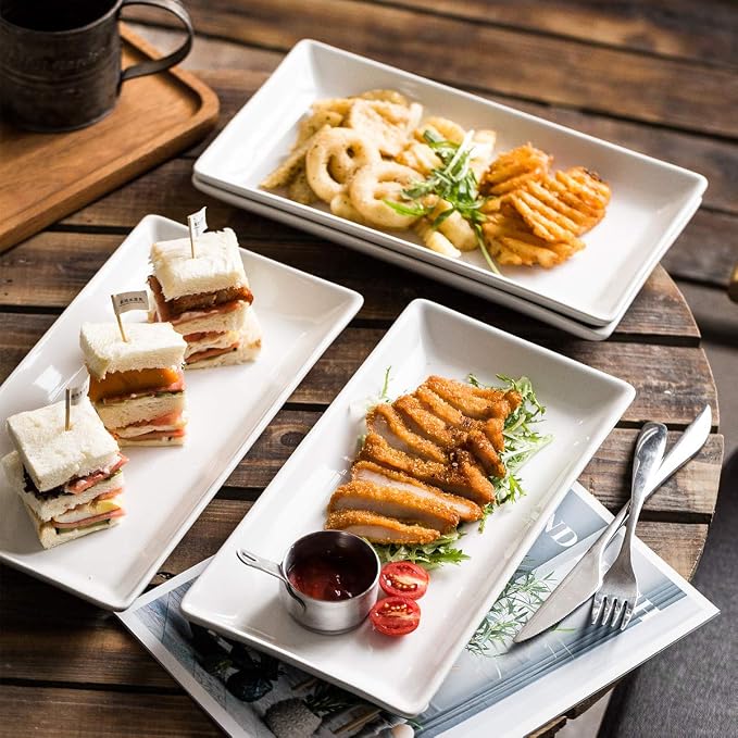 YHOSSEUN Porcelain Serving Platters and Trays, 12 In White Serving Plates | Set - Image 3