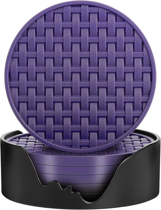 4 Inch Round Silicone Coasters Set of 6 by Bangkee