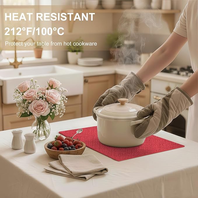 Faux Leather Heat Resistant Placemats 6 Packs, Waterproof Wipeable Dining PU - Image 3