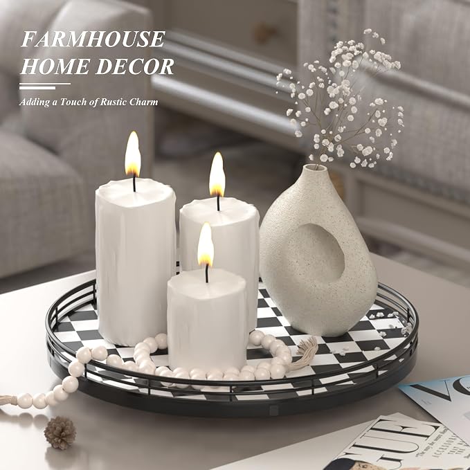 AMH 12 Inch Black and White Checkerboard Lazy Susan - Image 3