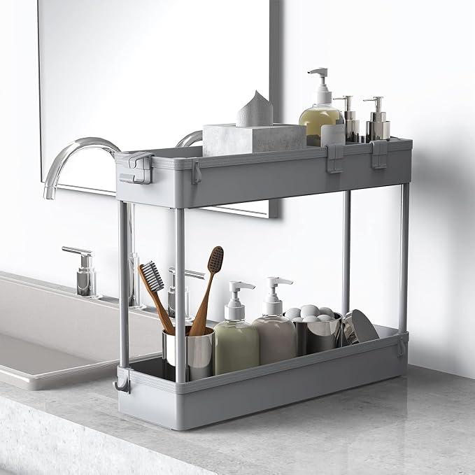 2-piece Set Slim Storage Cart 3 Tier, Bathroom Organizer Rolling Utility - Image 4
