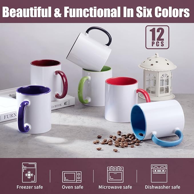TANGLONG 11oz Sublimation coffee Mugs Set of 12-6 Assorted Colors-with Box | - Image 4