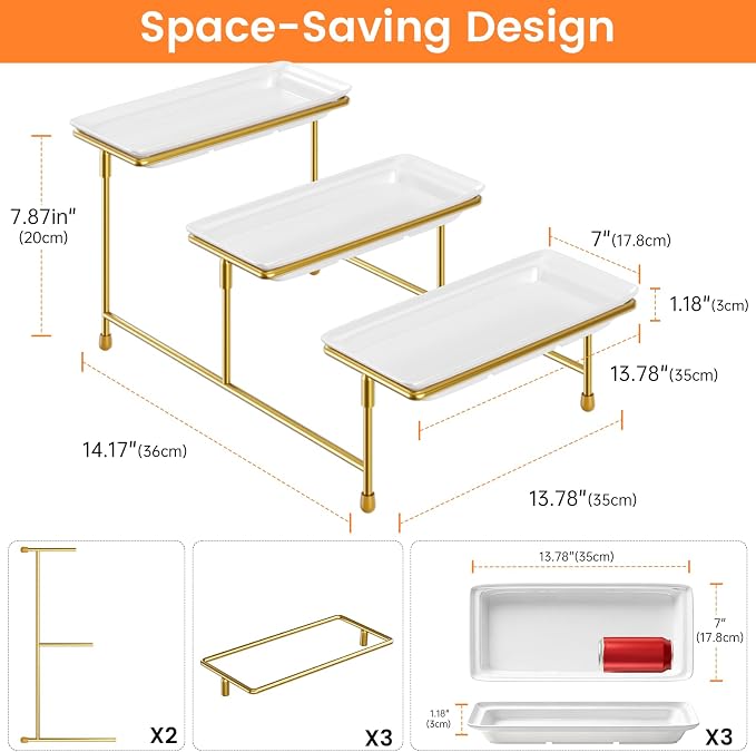 3 Tier Serving Tray, BPA Free Tiered Platter, Sturdy & Stable. - Image 2