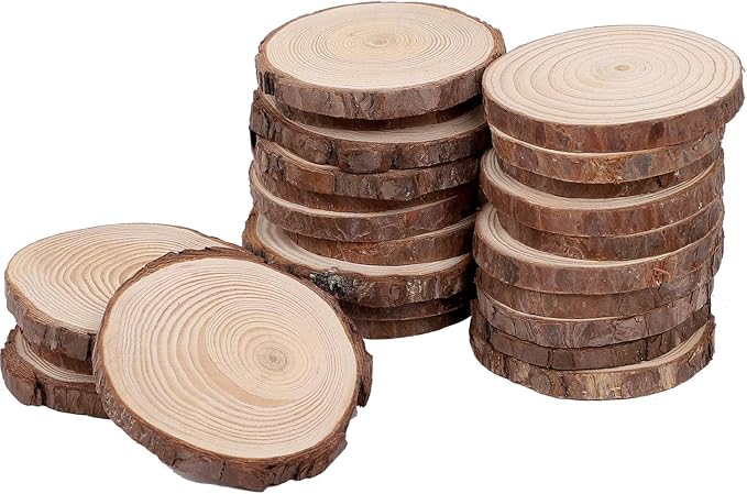 KINJOEK 30 PCS Natural Wood Slices 5.1-5.5 Inch by KINJOEK