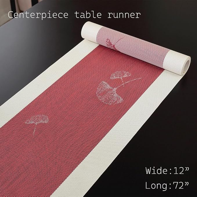 PIGCHCY Elegant Placemats with Matching Table Runner, Washable Durable Plastic - Image 2