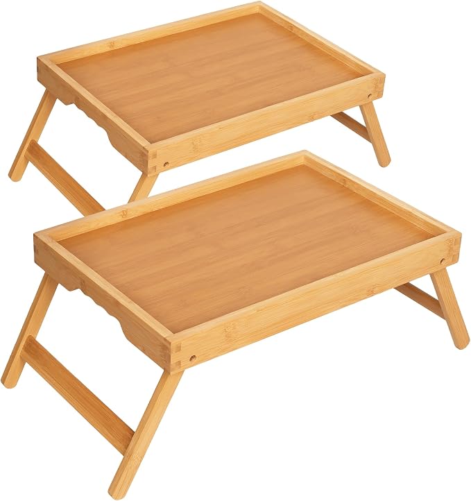 2 Pack Bamboo Bed Tray Tables by Unknown