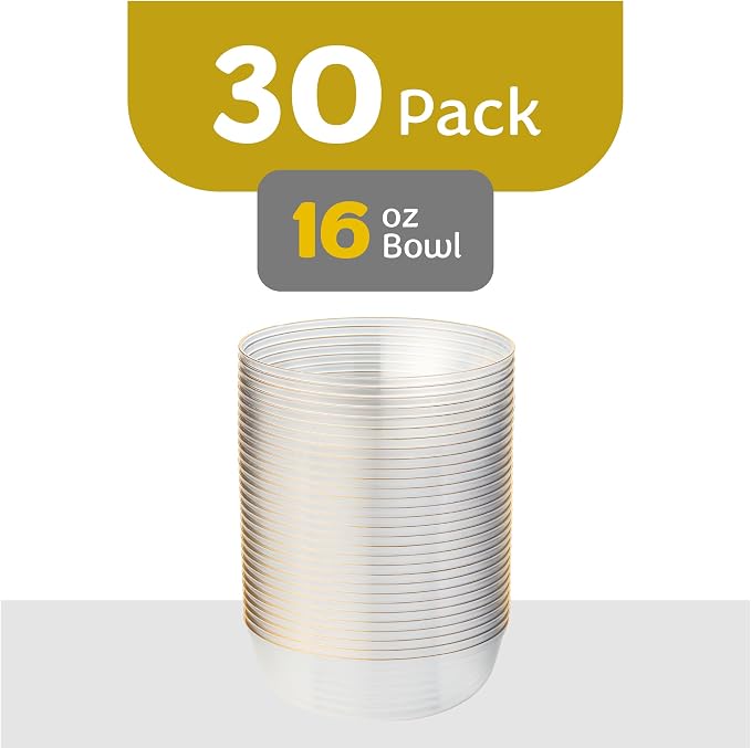 PLASTICPRO [30 Pack 16 OZ Bowls Edge Collection Clear - Image 4