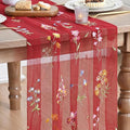 Artoid Mode Wildflower Floral Red Gauze Embroidery Table Runner 120 Inch 10FT by ArtoidMode