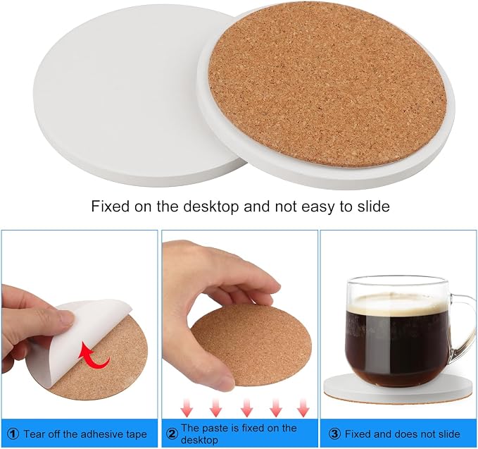 30 Pieces 4 Inch Round Blank Ceramic Coasters, Unglazed Ceramic Tiles Coasters - Image 3