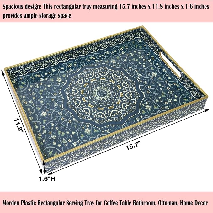 Decorative Tray, Ottoman Trays, Plastic Coffee Table Tray - Image 3