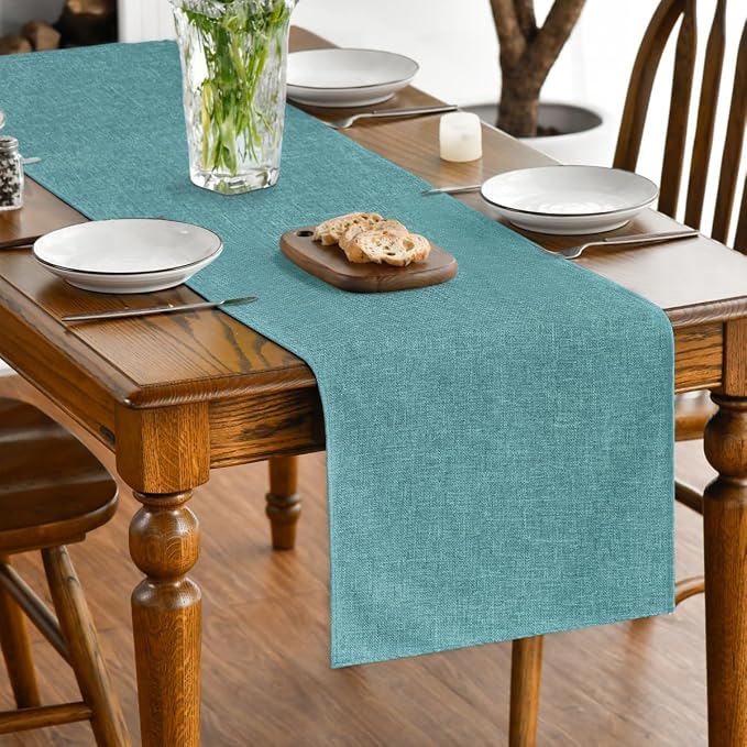 Artoid Mode Turquoise Aqua Table Runner, Seasonal Summer Washable Kitchen - Image 7