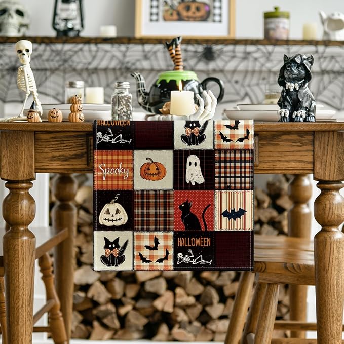 Artoid Mode 210 GSM Halloween Table Runner 13x72 Inch Home Party Decor | Black - Image 2
